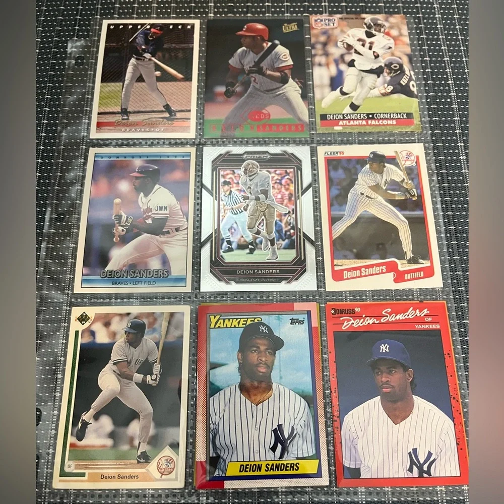 🏈 Deion Sanders NFL Football & Baseball Sports Traded Card Collection - Lot of 9